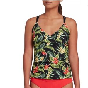 CALIA by Carrie Underwood Women's Strappy Ruched Tankini Top